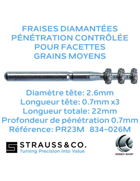 Fraises de pénétration contrôlée pour facettes