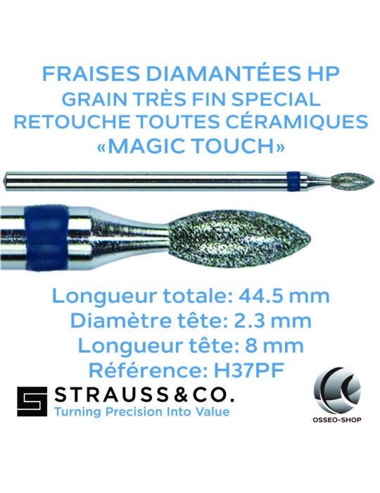 Fraises diamantées HP pour retouche zircone