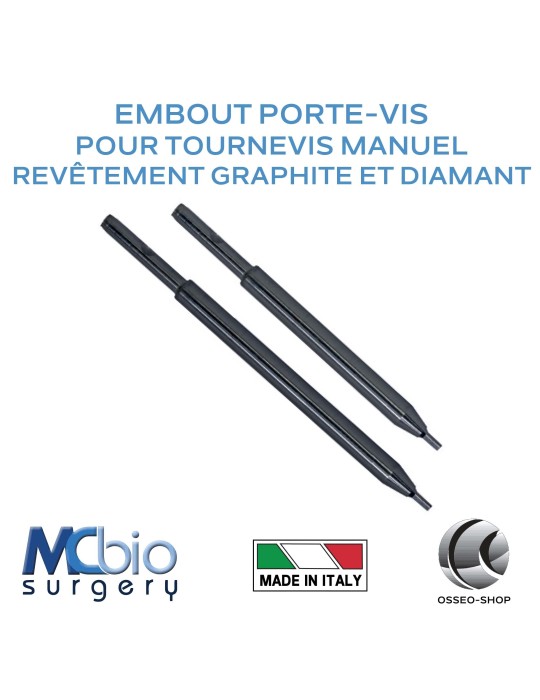 Embout porte vis pour tournevis manuel- revêtement graphite et diamant - Osteosynt