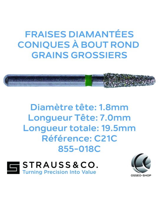 Fraises diamantées coniques à bout rond