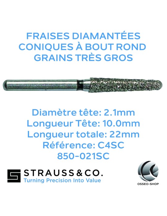 Fraises diamantées coniques à bout rond