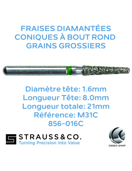 Fraises diamantées coniques à bout rond