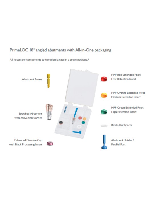 Pilier PrimeLOC angulé à 18° BioniQ QR en package All-in-One