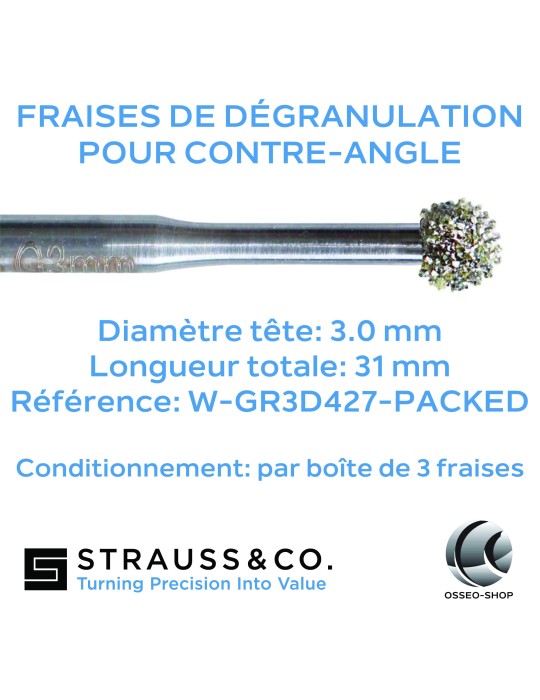 Fraises de dégranulation pour contre-angle Ø 3mm
