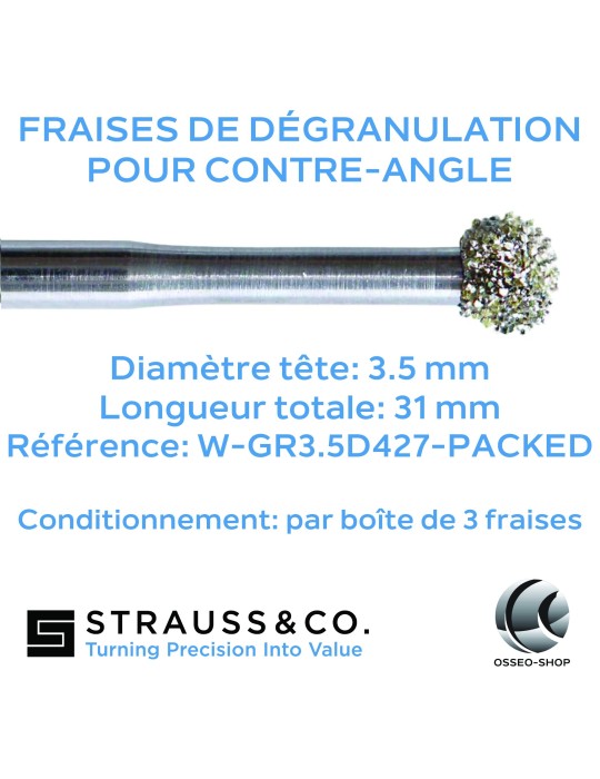 Fraises de dégranulation pour contre-angle Ø 3.5mm