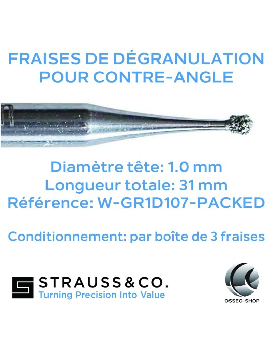 Fraises de dégranulation pour contre-angle Ø 1mm