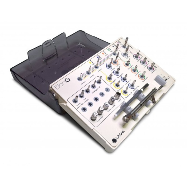 Coffret d'instruments BioniQ, instruments avec organiseur en cassette, sans butées de forage