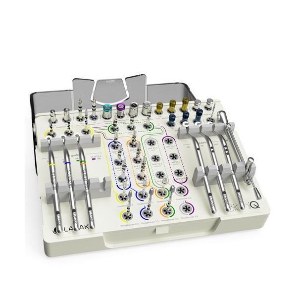 Instruments BioniQ pour chirurgie entièrement guidée, instruments avec organiseur en cassette, sans les instruments S5.0/T5.0