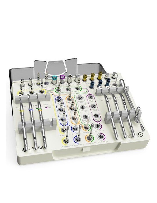 Instruments BioniQ pour chirurgie entièrement guidée, instruments avec organiseur en cassette, sans les instruments S5.0/T5.0