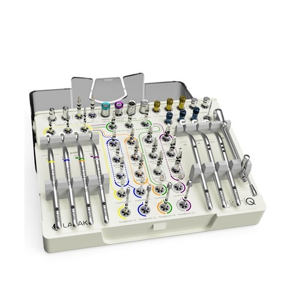 Instruments BioniQ pour chirurgie entièrement guidée, instruments avec organiseur en cassette, avec les instruments S5.0/T5.0