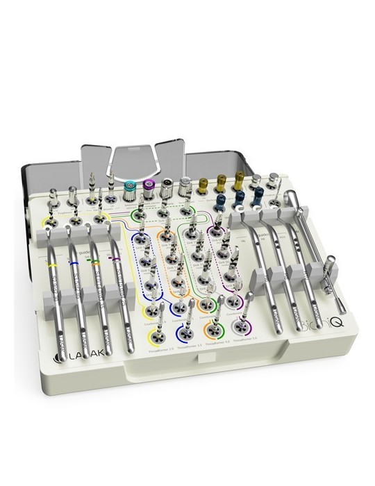 Instruments BioniQ pour chirurgie entièrement guidée, instruments avec organiseur en cassette, avec les instruments S5.0/T5.0