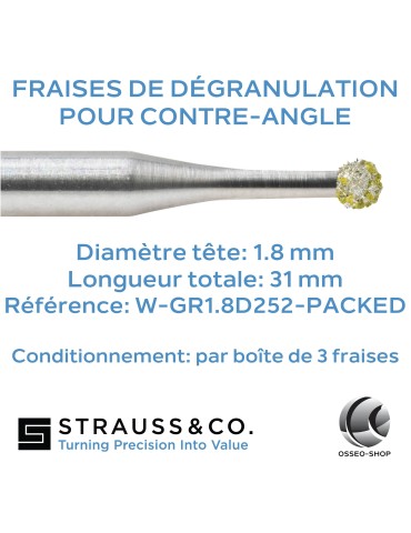 Fraises de dégranulation pour contre-angle Ø 1.8mm