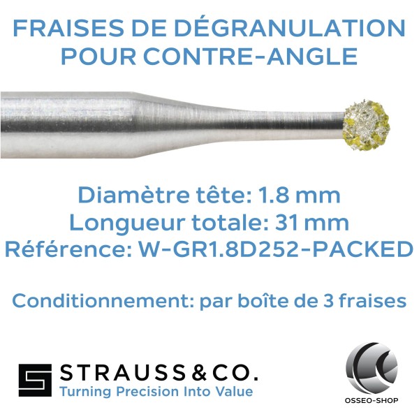 Fraises de dégranulation pour contre-angle Ø 1.8mm