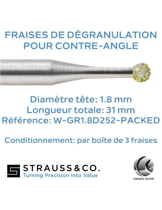 Fraises de dégranulation pour contre-angle Ø 1.8mm