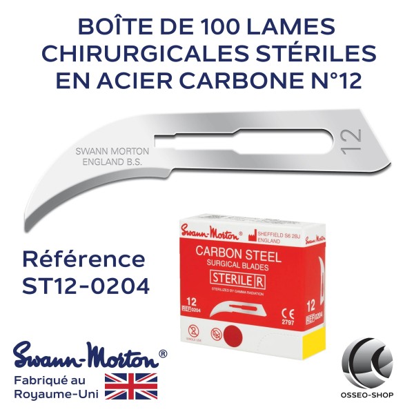 LAMES CHIRURGICALES STÉRILES N°12 SWANN MORTON