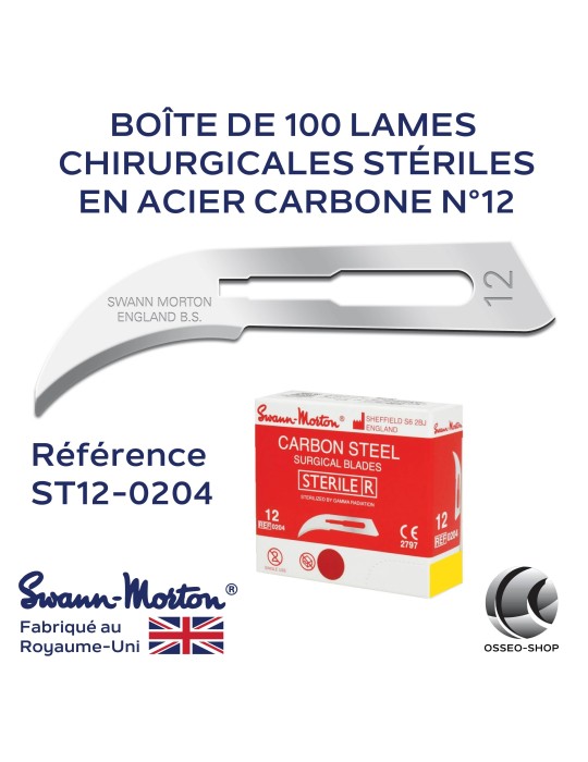 LAMES CHIRURGICALES STÉRILES N°12 SWANN MORTON