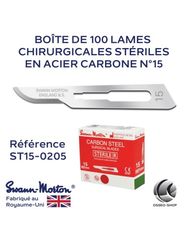 LAMES CHIRURGICALES STÉRILES N°15 SWANN MORTON