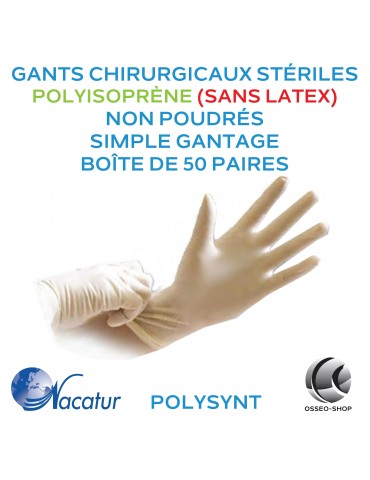 109.50€ boîte de 50 paires de gants stériles chirurgicaux Polyisoprène
