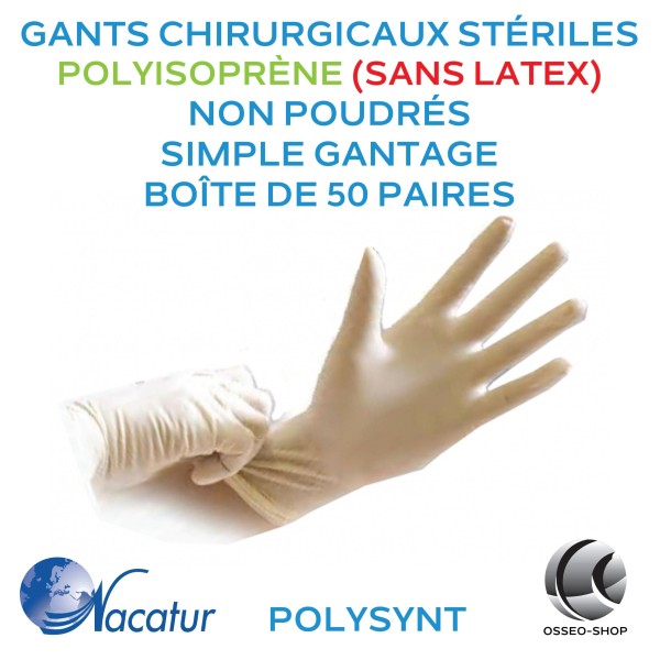 109.50€ boîte de 50 paires de gants stériles chirurgicaux Polyisoprène