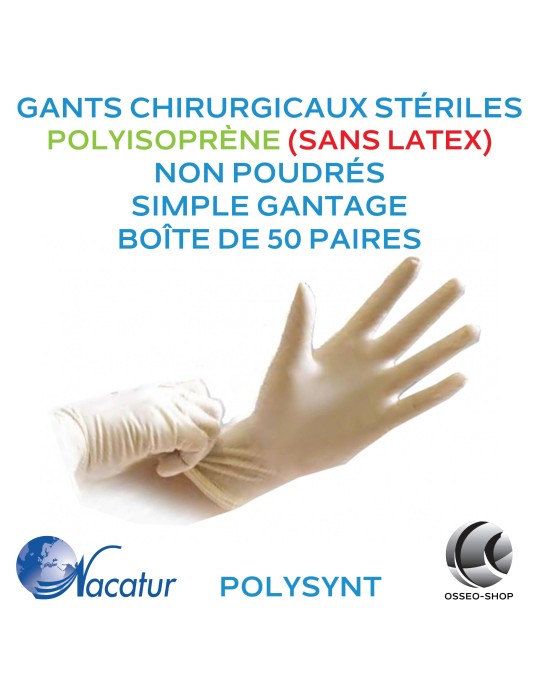 109.50€ boîte de 50 paires de gants stériles chirurgicaux Polyisoprène