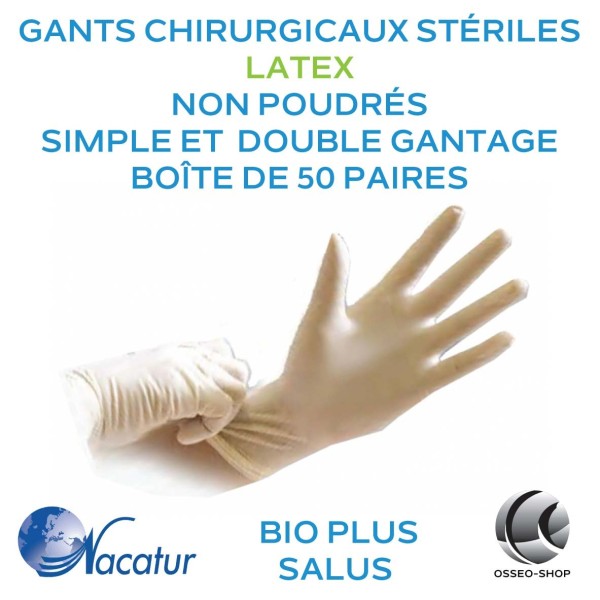29.90€ boîte de 50 gants Stériles Chirurgicaux Latex Non poudrés