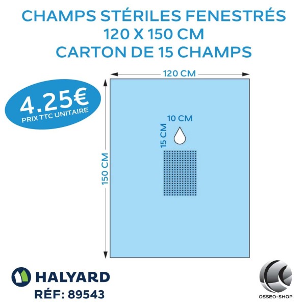 63.75€ La boîte de 15 champs stériles Fenestrés 120 x 150 cm