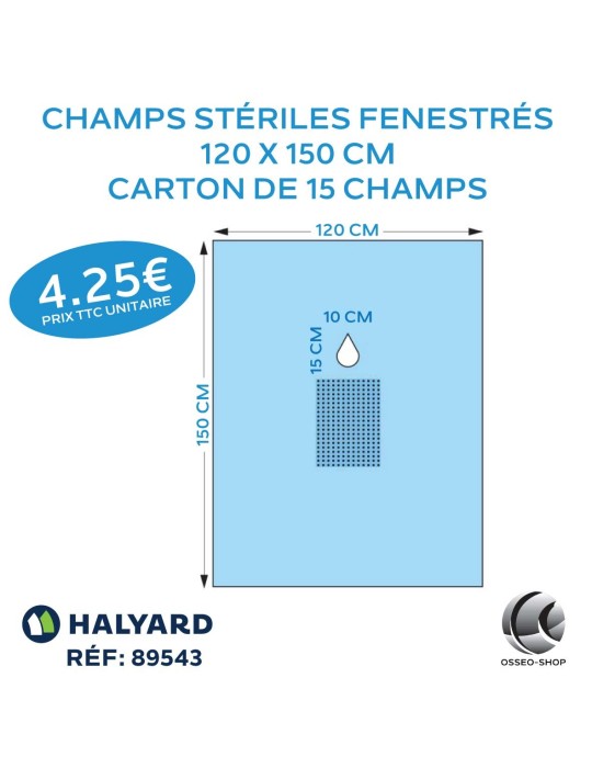 63.75€ La boîte de 15 champs stériles Fenestrés 120 x 150 cm