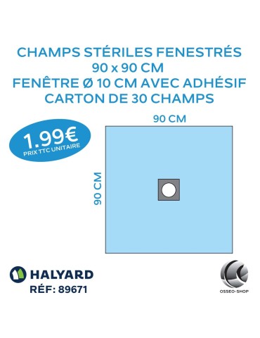 59.70€ La boîte de 30 champs stériles Fenestrés 90 x 90cm + adhésif