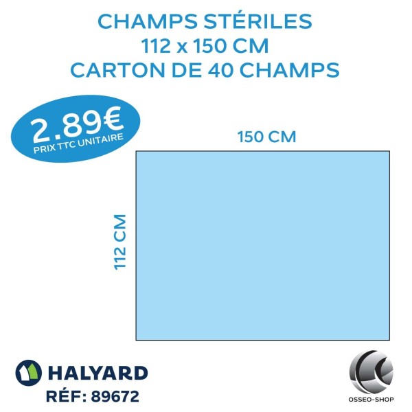 115.60€ La boîte de 40 champs stériles 112 x 150 cm