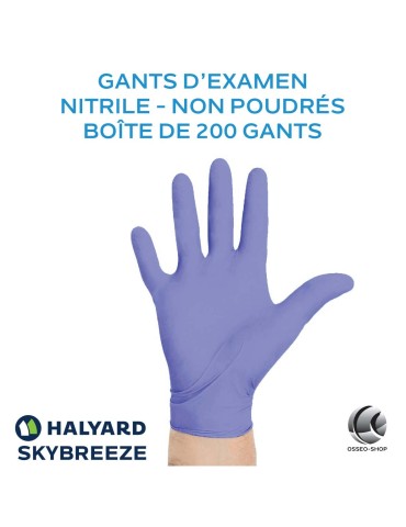 Gants d'examen en Nitrile - Non poudrés - Halyard Skybreeze
