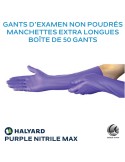 Gants d'examen manchettes longues PURPLE NITRILE MAX