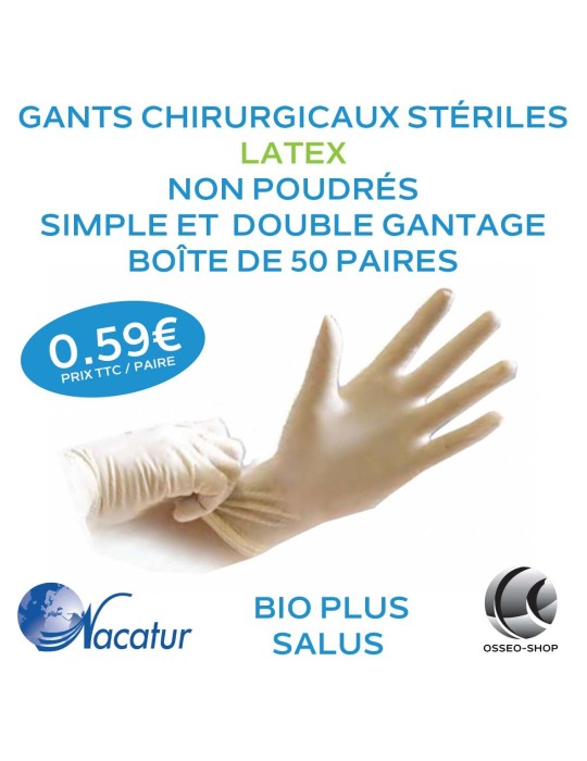 29.90€ boîte de 50 gants Stériles Chirurgicaux Latex Non poudrés