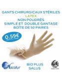 29.90€ boîte de 50 gants Stériles Chirurgicaux Latex Non poudrés