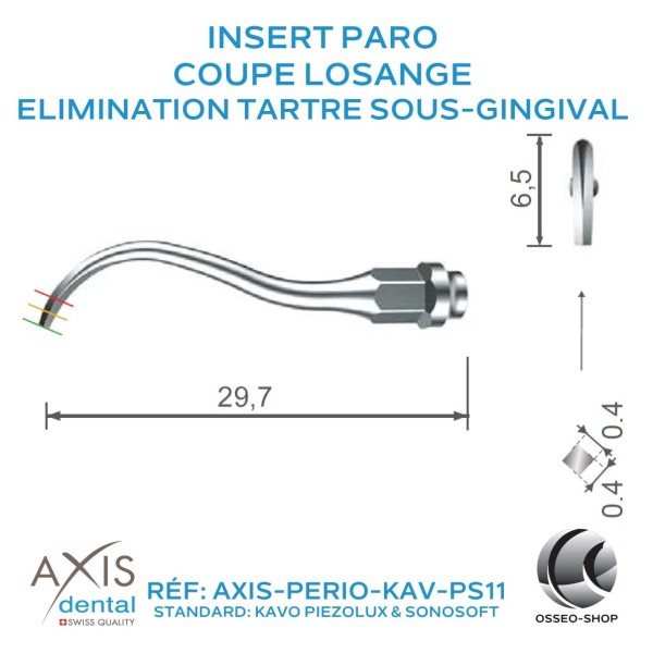 Insert Paro - Elimination Tartre Sous-Gingival - Coupe Losange