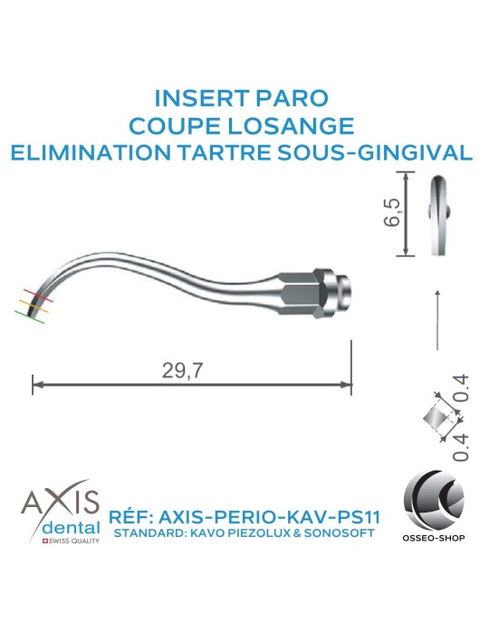 Insert Paro - Elimination Tartre Sous-Gingival - Coupe Losange