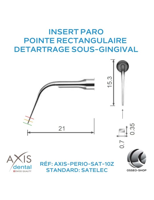 Insert Paro - Detartrage sous-gingival - Coupe rectangulaire
