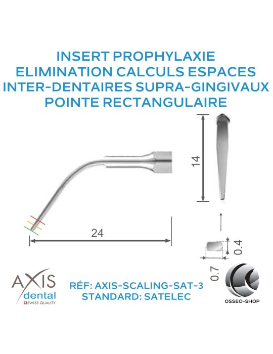 Insert Prophylaxie - Élimination des calculs des espaces inter-dentaires supra-gingivaux.