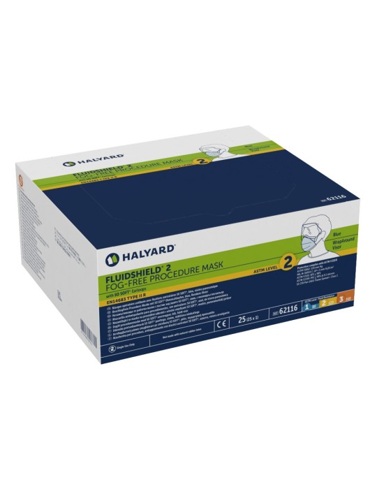 Masque de soins anti-buée FLUIDSHIELD* 2 avec fixations auriculaires SO SOFT bleu, avec écran visuel panoramique