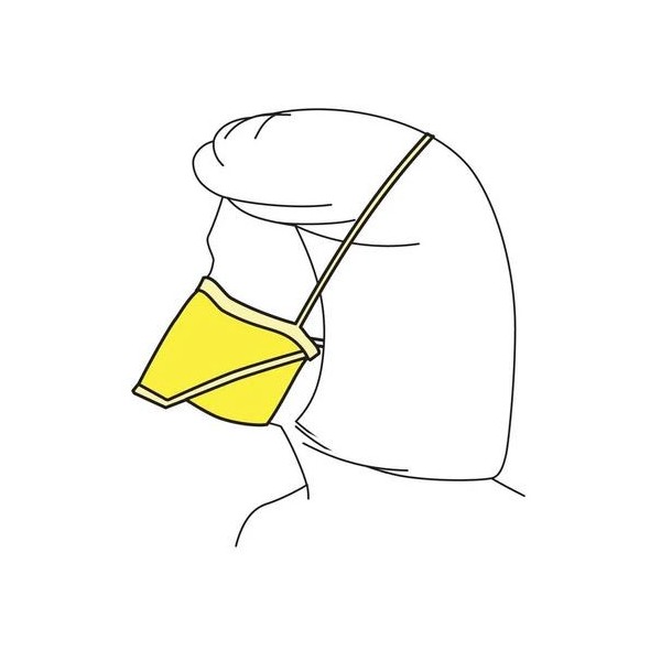 Masque type FFP2 jaune, sans latex en bec de canard et sans valve d'expiration