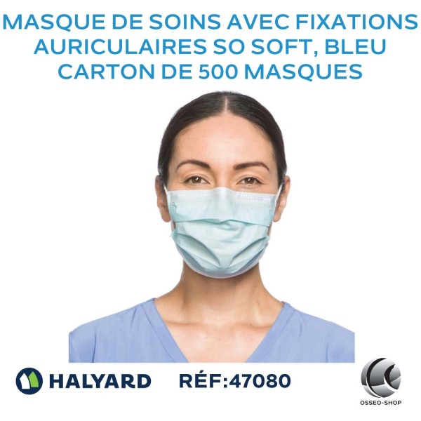 Masque de soins avec fixations auriculaires SO SOFT*, bleu