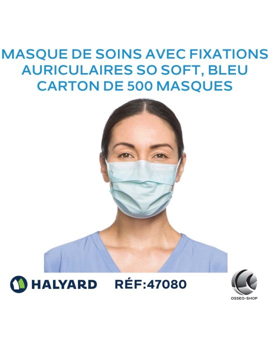 Masque de soins avec fixations auriculaires SO SOFT*, bleu