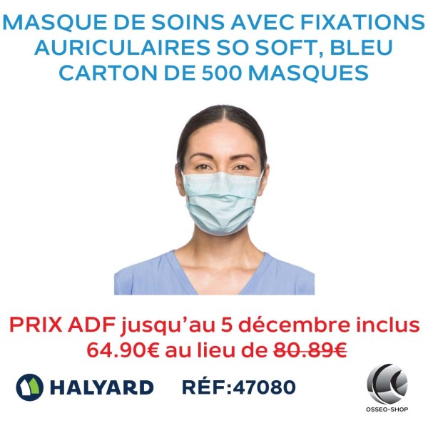 Masque de soins avec fixations auriculaires SO SOFT*, bleu