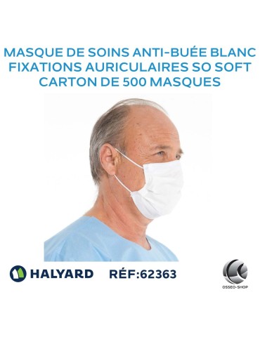 Masque de soins anti-buée avec fixations auriculaires SO SOFT. Blanc