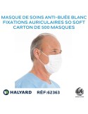 Masque de soins anti-buée avec fixations auriculaires SO SOFT. Blanc
