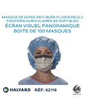 Masque de soins anti-buée FLUIDSHIELD* 2 avec fixations auriculaires SO SOFT bleu, avec écran visuel panoramique