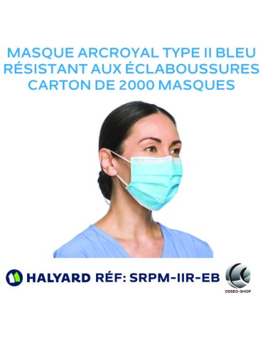 Masque résistant aux éclaboussures (sang et fluides buccaux), Type IIR ArcRoyal