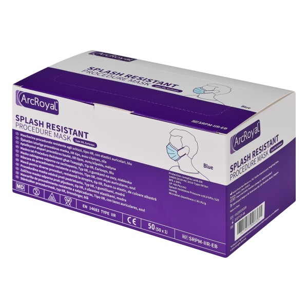 Masque résistant aux éclaboussures (sang et fluides buccaux), Type IIR ArcRoyal
