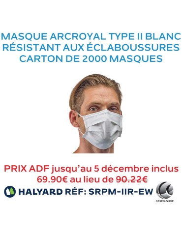 Masque résistant aux éclaboussures (sang et fluides buccaux), Type IIR ArcRoyal