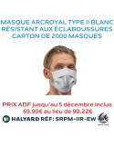 Masque résistant aux éclaboussures (sang et fluides buccaux), Type IIR ArcRoyal