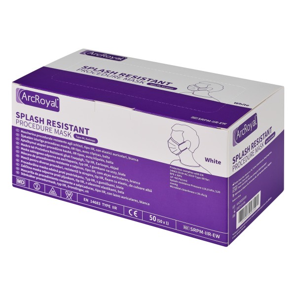 Masque résistant aux éclaboussures (sang et fluides buccaux), Type IIR ArcRoyal